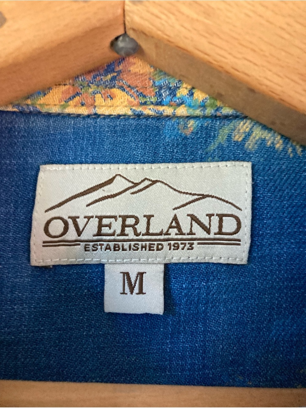 Overland Floral Denim Long Sleeve Snap Front Western Shirt Boho Prairie sz M - Picture 6 of 9